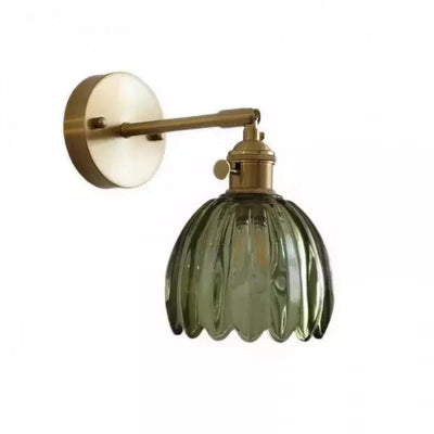 Tulpanformad retro vägglampa i glas