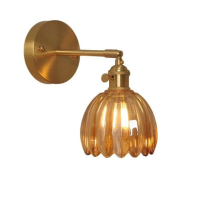 Tulpanformad retro vägglampa i glas