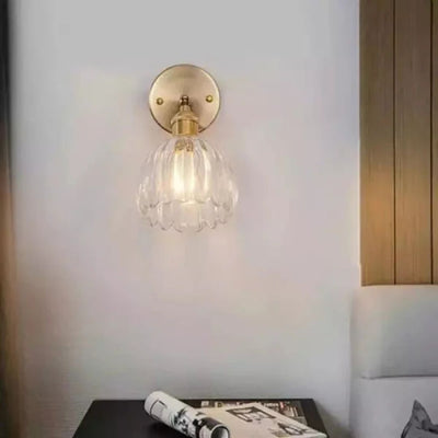Tulpanformad retro vägglampa i glas