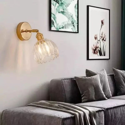 Tulpanformad retro vägglampa i glas